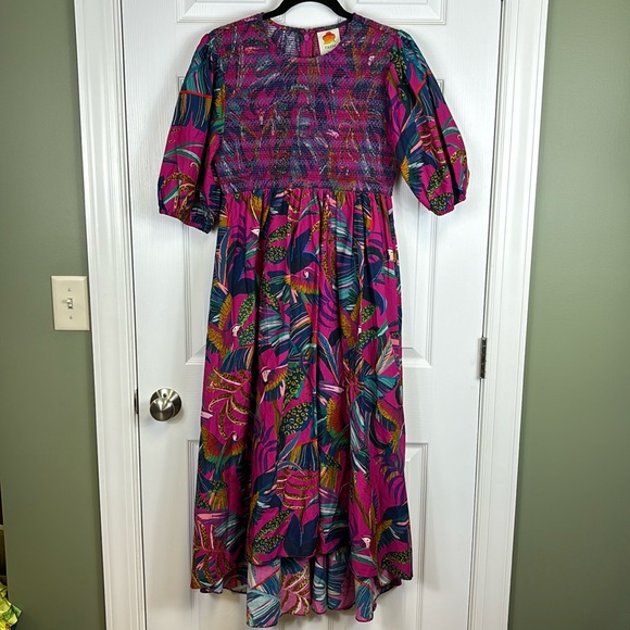 NWT Farm Rio rainbow macaws midi dress sz sm - Picture 4 of 11